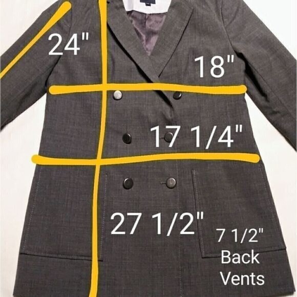Gap Wool Blend Double Breasted Blazer Jacket Grey Size 4 - Picture 12 of 12
